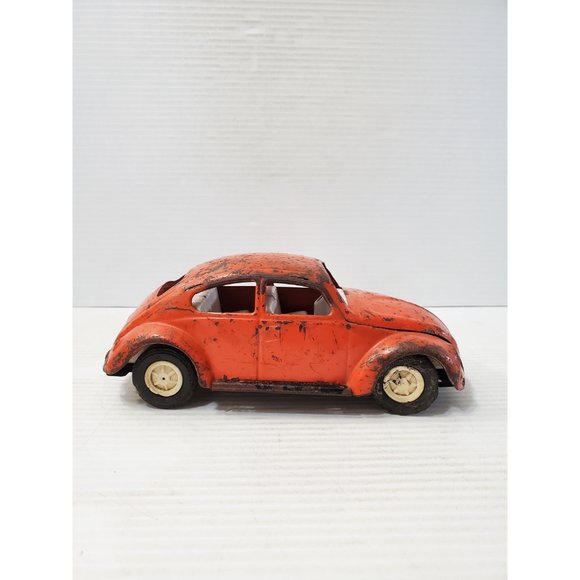 vintage Volkswagen Beetle Red metal Model Car - Picture 3 of 10